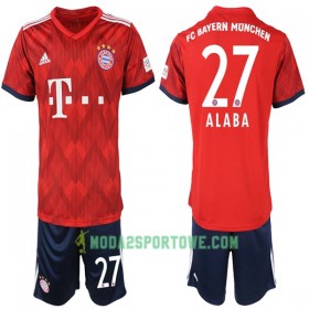 Koszulka Bayern Monachium Alaba 27 Dziecięcy Domowe Stroje Piłkarskie 2018-2019 Krótki Rękaw